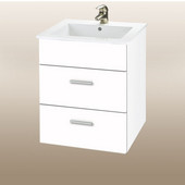  Wall-Hung Daytona 21'' Vanity for Laguna Ceramic Sinks in White Gloss with Polished Hardware, 2 Drawers (Wall Mounting Hardware included)