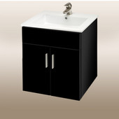  Wall-Hung Daytona 21'' Two Doors Vanity for Laguna Ceramic Sink in Black Gloss with Polished Hardware