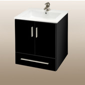  Wall-Hung Daytona 21'' Two Doors And One Drawer Vanity for Laguna Ceramic Sink in Black Gloss with Polished Hardware