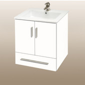  Wall-Hung Daytona 21'' Vanity for Laguna Ceramic Sinks in White Gloss with Polished Frame & Hardware, 2 Doors & 1 Drawer (Wall Mounting Hardware included)