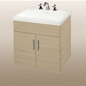  Wall-Hung Daytona 24'' Two Doors Vanity for Tribeca Ceramic Sink in Pickled Oak with Polished Hardware