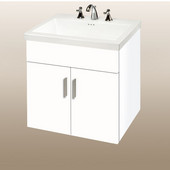  Wall-Hung Daytona 24'' Vanity for Tribeca Ceramic Sink in White Gloss with Polished Hardware, 2 Doors