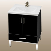  Daytona 24'' Two Doors And One Bottom Drawer Vanity for Kira/Autumn Ceramic Sink in Black Gloss with Polished Frame & Hardware