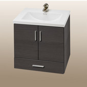  Wall-Hung Daytona 24'' Vanity for Kira/Autumn Ceramic Sink in Greyline Gloss with Polished Hardware, 2 Doors & 1 Bottom Drawer (Wall Mounting Hardware included)
