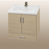  Wall-Hung Daytona 24'' Two Doors And One Bottom Drawer Vanity for Kira/Autumn Ceramic Sink in Pickled Oak with Polished Hardware