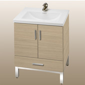  Daytona 24'' Two Doors And One Bottom Drawer Vanity for Kira/Autumn Ceramic Sink in Pickled Oak with Polished Frame & Hardware