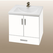  Wall-Hung Daytona 24'' Vanity for Kira/Autumn Ceramic Sink in White Gloss with Polished Hardware, 2 Doors & 1 Bottom Drawer (Wall Mounting Hardware included)