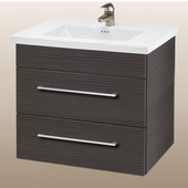  Wall-Hung Daytona 30'' Vanity for Kira/Autumn Ceramic Sink in Greyline Gloss with Polished Hardware, 2 Drawers (Wall Mounting Hardware included)