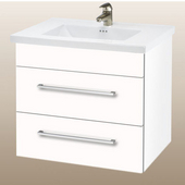  Wall-Hung Daytona 30'' Vanity for Kira/Autumn Ceramic Sink in White Gloss with Polished Hardware, 2 Drawers (Wall Mounting Hardware included)