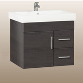  Wall-Hung Daytona 30'' Vanity for Milano Ceramic Sink in Greyline Gloss with Polished Hardware, 1 Door & 2 Right Drawers (Wall Mounting Hardware included)