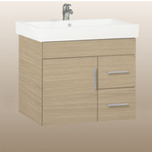  Wall-Hung Daytona 30'' One Door And Two Side Drawers Vanity for Milano Ceramic Sink in Pickled Oak with Polished Hardware