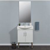  Daytona 2 Doors Bathroom Vanity for 26'' Ipanema Ceramic Sink Top in White Gloss with Polished or Satin Leg Frame and Hardware