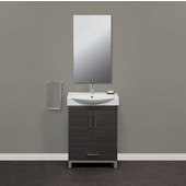  Daytona 2 Doors and 1 Bottom Drawer Bathroom Vanity for 26'' Ipanema Ceramic Sink Top in Greyline Gloss with Polished or Satin Leg Frame and Hardware