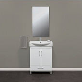  Daytona 2 Doors and 1 Bottom Drawer Bathroom Vanity for 26'' Ipanema Ceramic Sink Top in White Gloss with Polished or Satin Leg Frame and Hardware