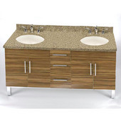  Daytona 60'' Vanity for 6122 Double Bowl Cut-Out Stone Countertops with Multiple Finishes, Sink and Frame & Hardware Option