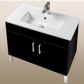  Daytona Collection 30'' 2-Door Bathroom Vanity in Black Gloss with Polished or Satin Leg Frame and Hardware with Multiple Sink Top Options