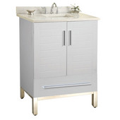 Metropolitan 24'' Vanity for 2522 Stone Countertops in White Matte with Polished Frame & Hardware, 2 Doors & 1 Drawer
