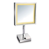  Lighted Table Top Square Tilt Cosmetic Mirror 8'' W x 8'' H, 5X Magnification in Polished Chrome