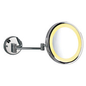  Lighted Wall Mount Round 360° Swivel Cosmetic Mirror 10'' Diameter with Extending Arm, 5X Magnification in Polished Chrome