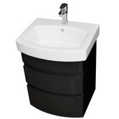  Royale Collection 21'' Wall Hung 2 Drawers Bathroom Vanity, Base Only in Black Lacquer, 18-7/64'' W x 15-3/5'' D x 21-1/2'' H