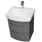  Royale Collection 21'' Wall Hung 2 Drawers Bathroom Vanity, Base Only in Gray Lacquer, 18-7/64'' W x 15-3/5'' D x 21-1/2'' H