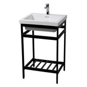  New South Beach 24'' Bathroom Vanity Console in Black Stainless Steel for 24'' W x 19'' D Sink Top, 23'' W x 18-1/2'' D x 32-11/16'' H