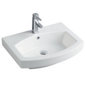 Empire Royale 24'' Single Hole Round Front White Ceramic Sink, 24''W x 18-1/2''D x 7''H