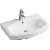 Empire Royale 28'' Single Hole Round Front White Ceramic Sink, 28''W x 18-1/2''D x 7''H