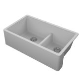  Titan 33'' Granite Composite Farmhouse Double Bowl Kitchen Sink in Grey, 33-1/2'' W x 19-1/4'' D x 10'' H