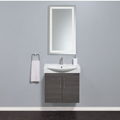  Wall Hung Daytona 2 Doors Bathroom Vanity for 26'' Ipanema Ceramic Sink Top in Greyline Gloss with Polished or Satin Hardware