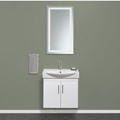 Wall Hung Daytona 2 Doors Bathroom Vanity for 26'' Ipanema Ceramic Sink Top in White Gloss with Polished or Satin Hardware