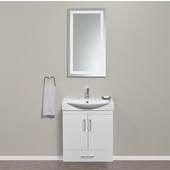  Wall Hung Daytona 2 Doors and 1 Bottom Drawer Bathroom Vanity for 26'' Ipanema Ceramic Sink Top in White Gloss with Polished or Satin Hardware