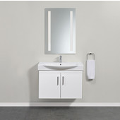  Wall Hung Daytona 2 Doors Bathroom Vanity for 34'' Ipanema Ceramic Sink Top in White Gloss with Polished or Satin Hardware