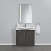  Wall Hung Daytona 2 Doors and 1 Bottom Drawer Bathroom Vanity for 34'' Ipanema Ceramic Sink Top in Greyline Gloss with Polished or Satin Hardware