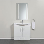  Wall Hung Daytona 2 Doors and 1 Bottom Drawer Bathroom Vanity for 34'' Ipanema Ceramic Sink Top in White Gloss with Polished or Satin Hardware