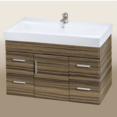  Wall-Hung Daytona 40'' Vanity for Milano Ceramic Sinks in Timber Gloss with Polished Hardware, 1 Center Door & 4 Drawers (Wall Mounting Hardware included)