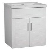  Wall-Hung Metropolitan 24'' Vanity for Kira Ceramic Sinks in White Matte with Polished Hardware, 2 Doors (Wall Mounting Hardware included)