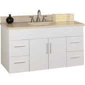  Wall-Hung Metropolitan 48'' Vanity for 4922 Stone Countertops in White Matte with Polished Frame & Hardware, 2 Doors & 4 Drawers