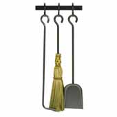  Premium Collection Fireplace Tools Set for Sling Log Rack with Bar in Hammered Steel, 12-1/4''W x 2-1/4''D x 3-3/4''H