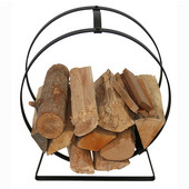  Hearth Collection Indoor/Outdoor Hoop Log Rack with Handle in Black Powder Coat, 19-1/2'' W x 10'' D x 22-3/4'' H
