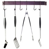  Rack It Up, Import Collection 32'' Easy Mount Wall Rack Utensil Bar with 8 Hooks in Bordeaux, 32'W x 1-1/2'D x 2'H