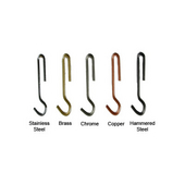  Straight Pot Rack Hooks, Set of 6, Hammered or Stainless Steel