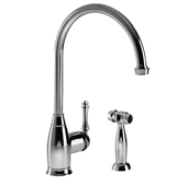  Charlotte Traditional Kitchen Faucet with Sidespray in Polished Chrome, Faucet Height: 15-3/16'' H, Spout Reach: 9'' D, Spout Height: 10'' H