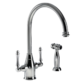  Charleston Traditional Two Handle Kitchen Faucet with Sidespray in Polished Chrome, Faucet Height: 14-9/16'' H, Spout Reach: 9'' D, Spout Height: 9-3/8'' H