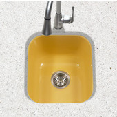  Porcela Collection Porcelain Enamel Steel Undermount Square Bar Sink in Lemon Color, 15-5/8''W x 17-5/16'' D, 8'' Bowl Depth