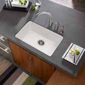  Platus Series Fireclay Undermount Single Bowl Sink, Biscuit Finish, 23-7/16''W x 16-1/8''D x 8''H