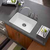  Platus Series Fireclay Undermount Single Bowl Sink, White Finish, 23-7/16''W x 16-1/8''D x 8''H