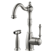  Regal Traditional Kitchen Faucet with Sidespray in Brushed Nickel, Faucet Height: 12-5/16'' H, Spout Reach: 9'' D, Spout Height: 8-5/8'' H