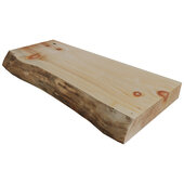  Live Edge Floating Shelf in Pine with 2-Rod Shelf Support Bracket, Carry Capacity: 200 lbs, 24'' W x 9'' - 12'' D x 2-1/4'' H
