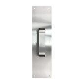  Antimicrobial 3/8'' Pull Mount Handle with 6'' Center to Center, Satin Stainless Steel, 4'' W x 16'' H